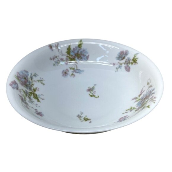 Haviland Schleiger 79 Pink Blue Poppies Footed Round Serving Bowl Limoges France - Picture 3 of 11